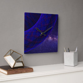 Blue Donuts In Space Square Geometric Wall Clock Vierkante Klok