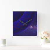 Blue Donuts In Space Square Geometric Wall Clock Vierkante Klok (Huis)