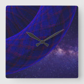 Blue Donuts In Space Square Geometric Wall Clock Vierkante Klok (Voorkant)