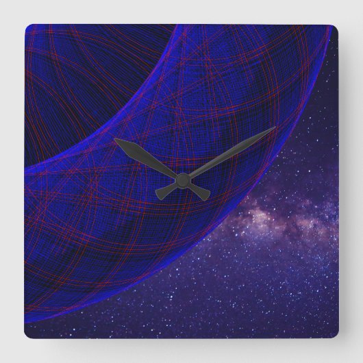 Blue Donuts In Space Square Geometric Wall Clock Vierkante Klok (Voorkant)