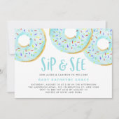 Blue Donuts Sprinkles Baby shower Sip and See Kaart (Voorkant)
