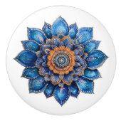 Blue Doodle 3D Mandala Keramische Knop (Voorkant)
