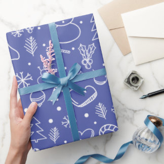 Blue Doodle Christmas Pattern - Leuk en feestelijk Cadeaupapier