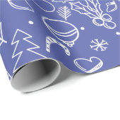 Blue Doodle Christmas Pattern - Leuk en feestelijk Cadeaupapier (Rol Hoek)