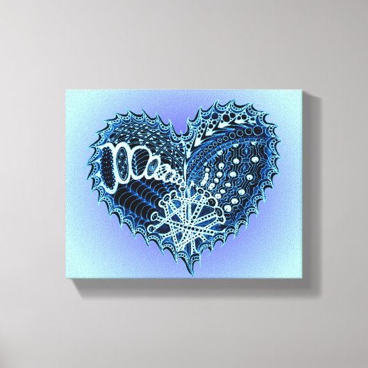 Blue Doodle Heart Canvas Afdruk (Voorkant)