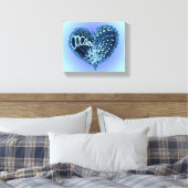 Blue Doodle Heart Canvas Afdruk (Insitu (Slaapkamer))