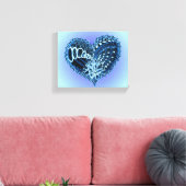 Blue Doodle Heart Canvas Afdruk (Insitu (Woonkamer))