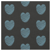 Blue Doodle Heart Patroon Stof (Close Up)