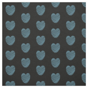 Blue Doodle Heart Patroon Stof