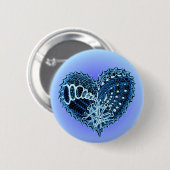 Blue Doodle Heart Ronde Button 5,7 Cm (Voorkant /achterkant)