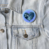 Blue Doodle Heart Ronde Button 5,7 Cm (In situ)
