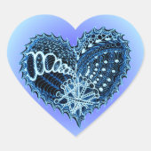 Blue Doodle Heart Sticker (Voorkant)