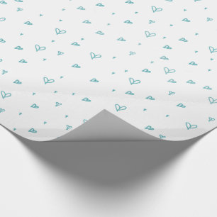 Blue Doodle Hearts Pattern Matching Baby shower Cadeaupapier