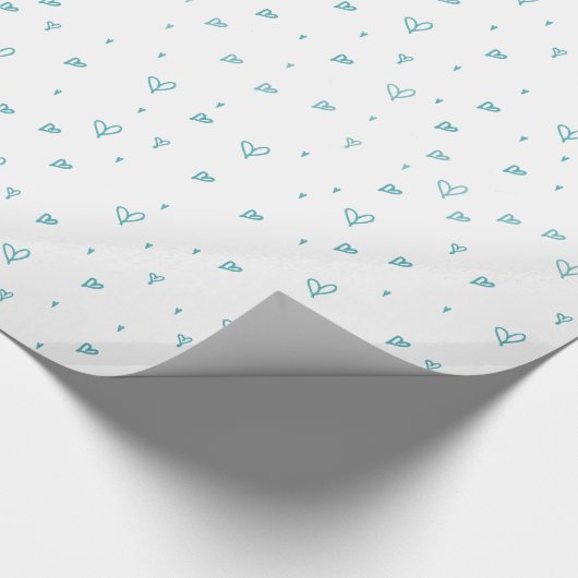 Blue Doodle Hearts Pattern Matching Baby shower Cadeaupapier (Hoek)