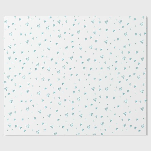 Blue Doodle Hearts Pattern Matching Baby shower Cadeaupapier (Vlak)