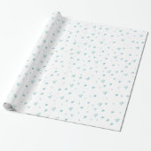 Blue Doodle Hearts Pattern Matching Baby shower Cadeaupapier (Uitgerold)