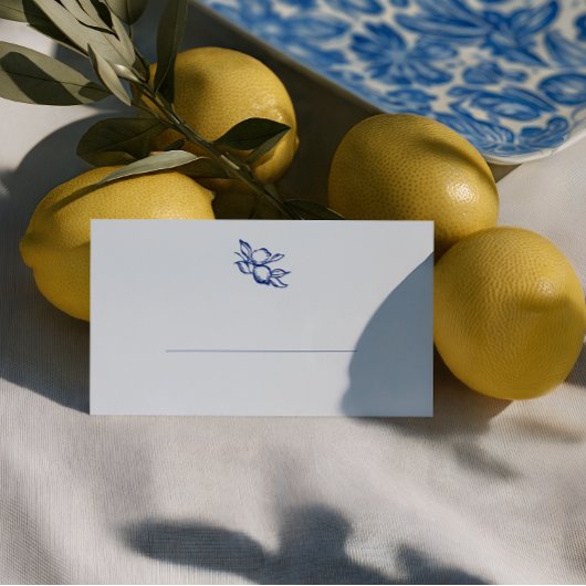 Blue Doodle Lemons Wedding Plaatskaartje