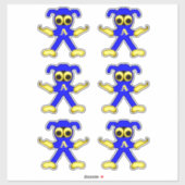 Blue Doodle Man Cute Cartoon Super Hero Sticker (Vel)