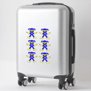 Blue Doodle Man Cute Cartoon Super Hero Sticker