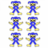 Blue Doodle Man Cute Cartoon Super Hero Sticker (Voorkant)