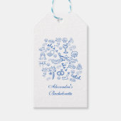 Blue Doodle Tropical Bachelorette Celebration Cadeaulabel (Voorkant)