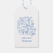 Blue Doodle Tropical Bachelorette Celebration Cadeaulabel (Achterkant)