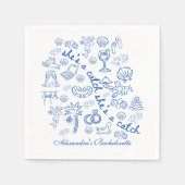 Blue Doodle Tropical Bachelorette Celebration Servet (Voorkant)