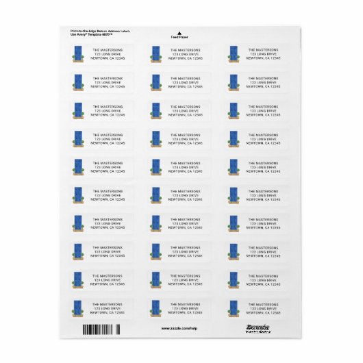 Blue Door Return Address Etiket (Full Sheet)