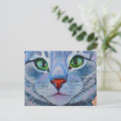 Blue Dora, Grey Tabby Cat Briefkaart (Staand voorkant)