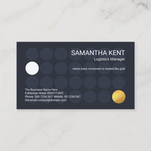 Blue Dot City Moving Gold Cargo Logistic Mover Visitekaartje (Voorkant)