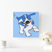 Blue Dot Dog Vierkante Klok (Huis)