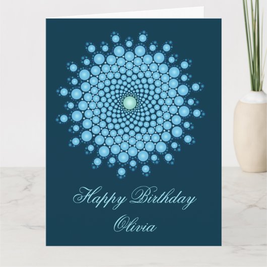 Blue Dot Mandala Happy Birthday Kaart (Voorkant)