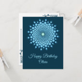 Blue Dot Mandala Happy Birthday Kaart (Voorkant / Achterkant in situ)