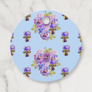 Blue Dot Pansy Flower Shabby Chic Retro Floral Bedankjes Labels