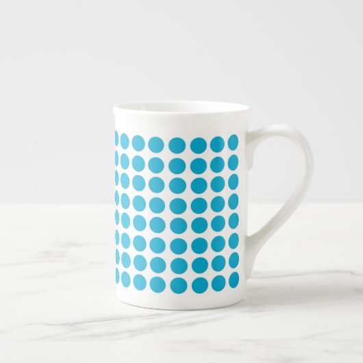 Blue Dots Pattern on White  Porselein Kop (Rechts)