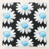 Blue Dotted Daisy's Glazen Onderzetter (Voorkant)