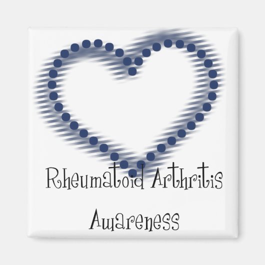 Blue Dotted Heart Rheumatoid Artritis Bewustheid Magneet (Voorkant)