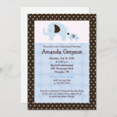 Blue Dottie Elephant 5x7 Baby shower Uitnodiging (Voorkant / Achterkant)