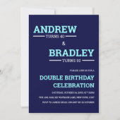 Blue Double Birthday Celebration Kaart (Voorkant)