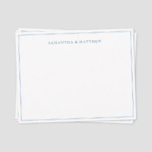 Blue Double Border Couple Note Kaart Notitiekaartje