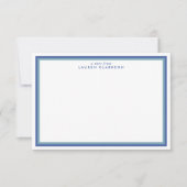 Blue Double Lijst Modern Stationery Note Kaart (Voorkant)