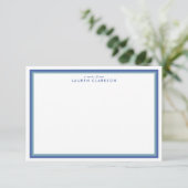Blue Double Lijst Modern Stationery Note Kaart (Staand voorkant)