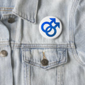Blue Double Male Symbol Ronde Button 5,7 Cm (In situ)