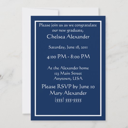 Blue Double Photo Graduation Party Invitation Kaart (Achterkant)