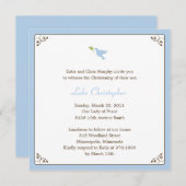 Blue Dove Baptism/Christening Invitation Kaart (Voorkant / Achterkant)