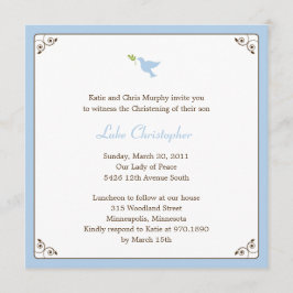 Blue Dove Baptism/Christening Invitation Kaart