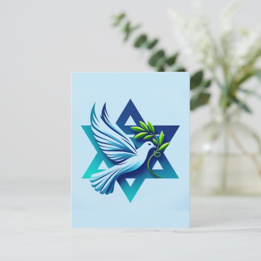 Blue Dove en Star of David Peace Briefkaart (Staand voorkant)