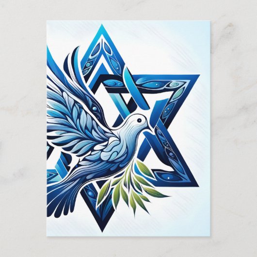 Blue Dove en Star of David Peace Briefkaart (Voorkant)