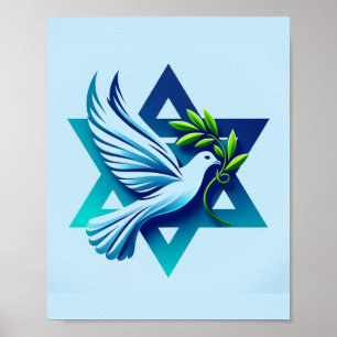 Blue Dove en Star of David Peace Poster