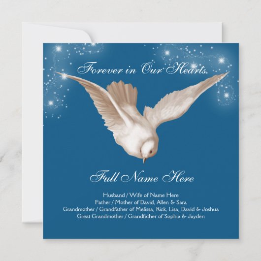 Blue Dove Memorial Service Aankondigingen (Achterkant)